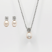 Freshwater Pearl and Moissanite Diamond Necklace and Earring Set