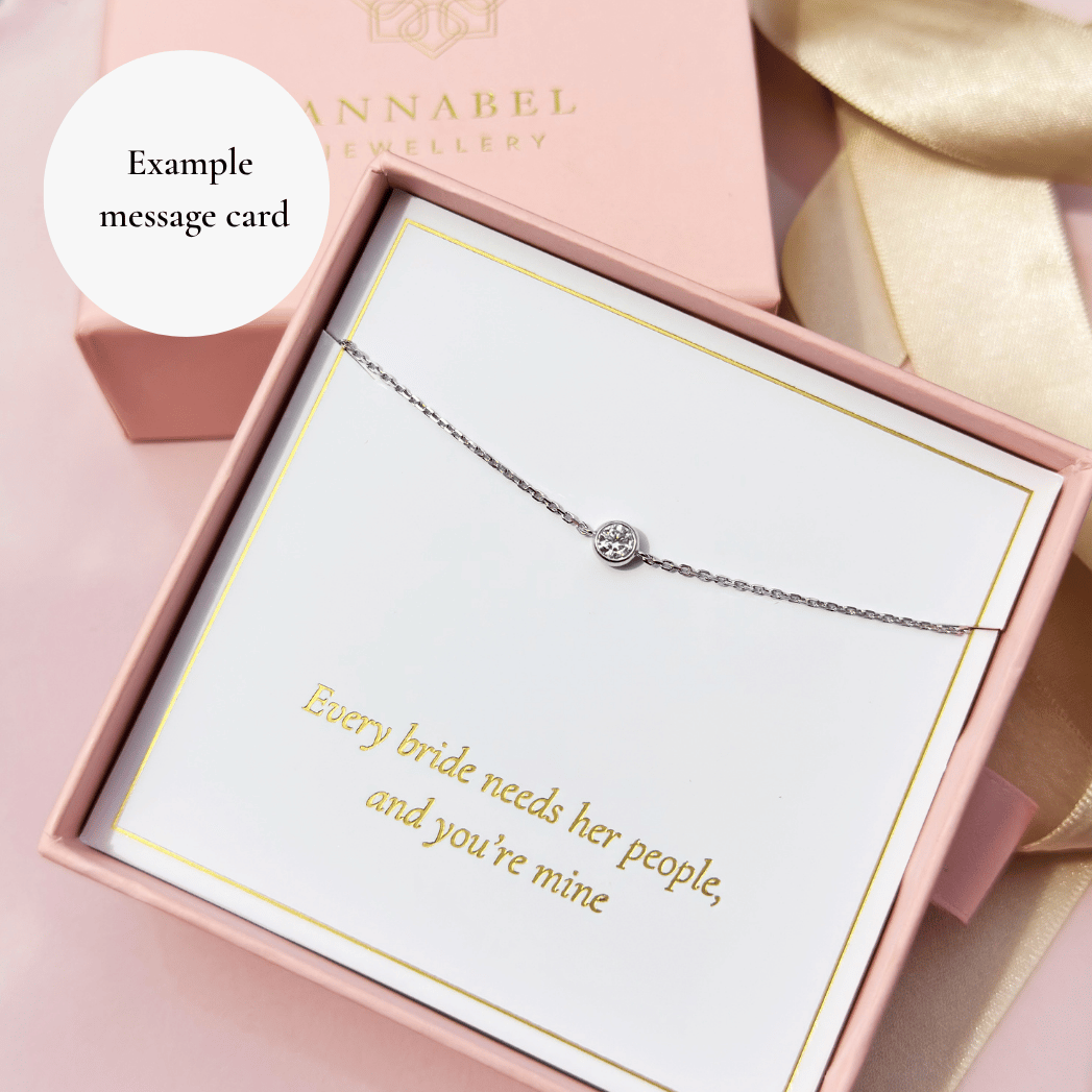 Moissanite diamond bracelet in jewelry box with round stone on link chain