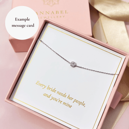 Moissanite diamond bracelet in jewelry box with round stone on link chain