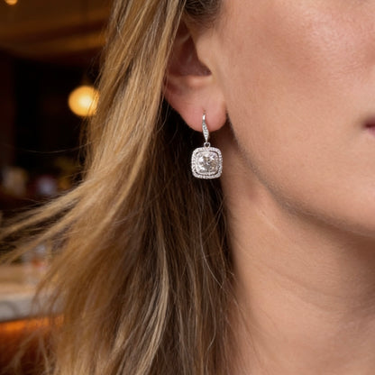 1 carat Moissanite Square Drop Earrings