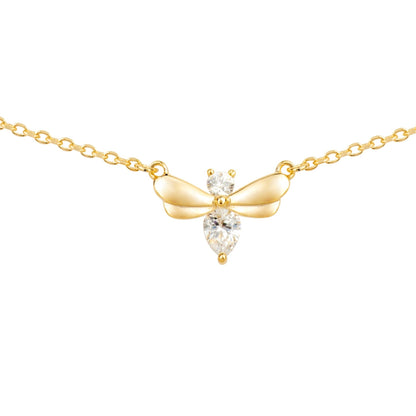 Firefly bracelet with gold-tone chain and three-stone winged charm