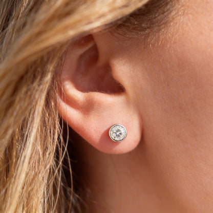 Bezel Set 1 carat Moissanite Diamond Stud Earrings