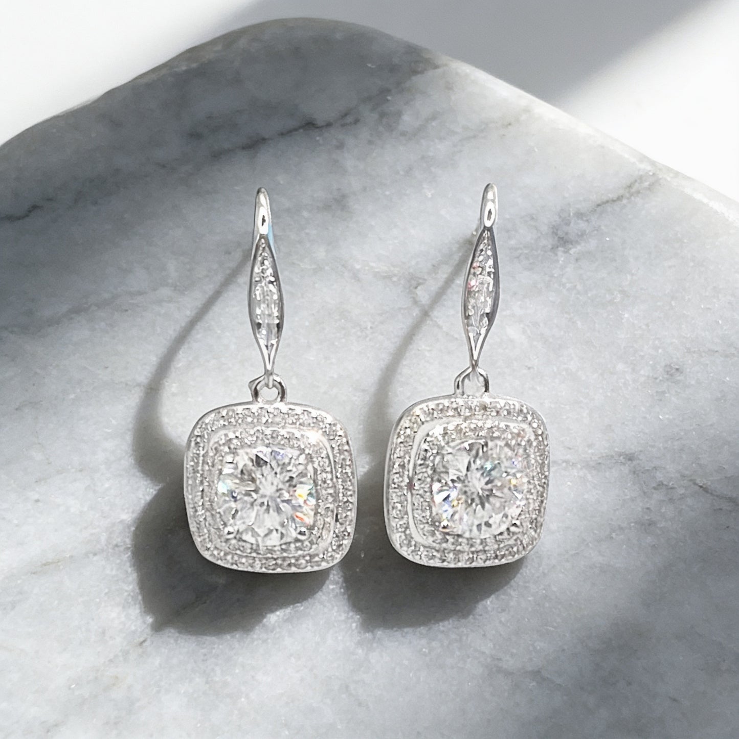 1 carat Moissanite Square Drop Earrings
