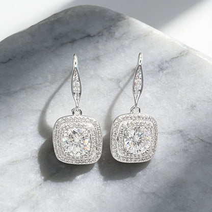 1 carat Moissanite Square Drop Earrings