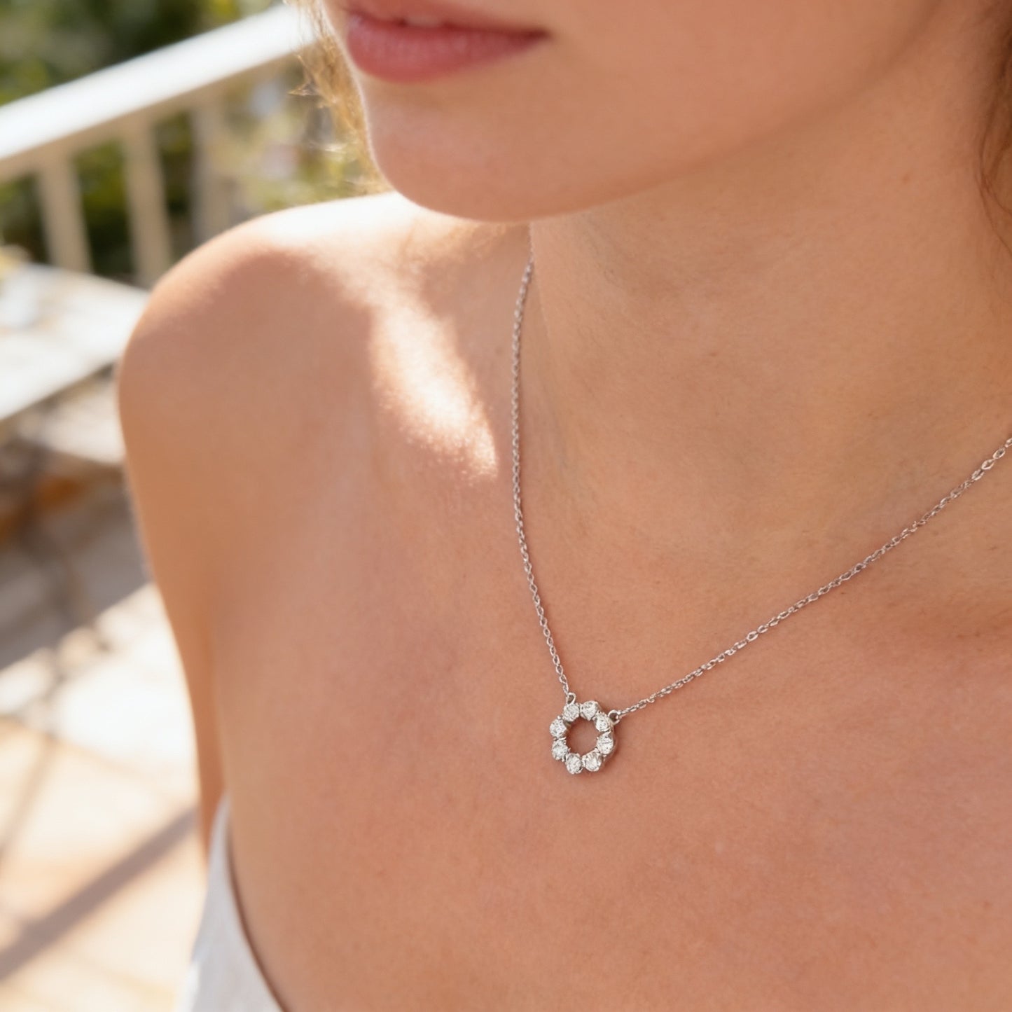 Circle Pendant Moissanite Necklace