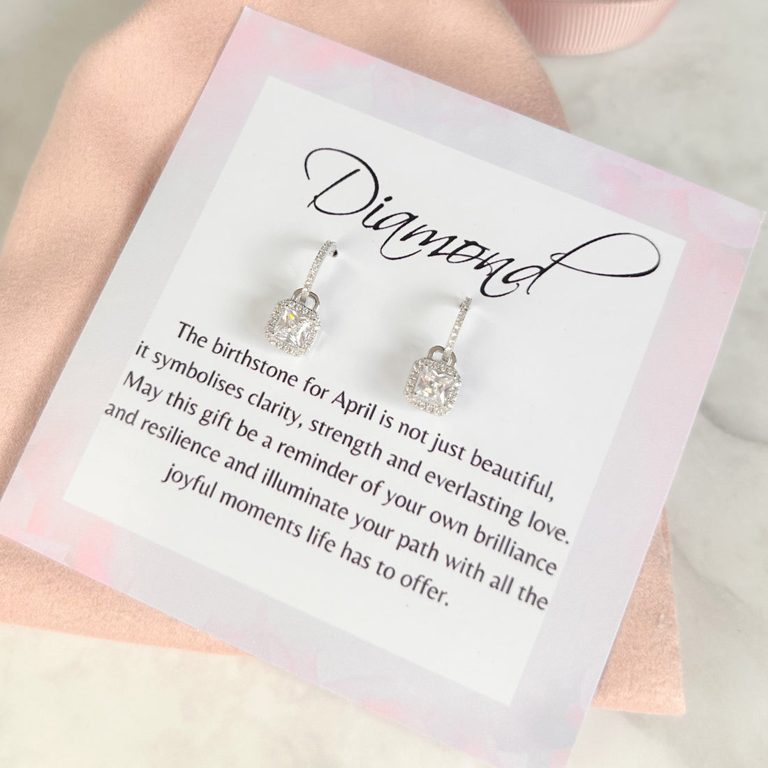 April Diamond Birthstone Earrings