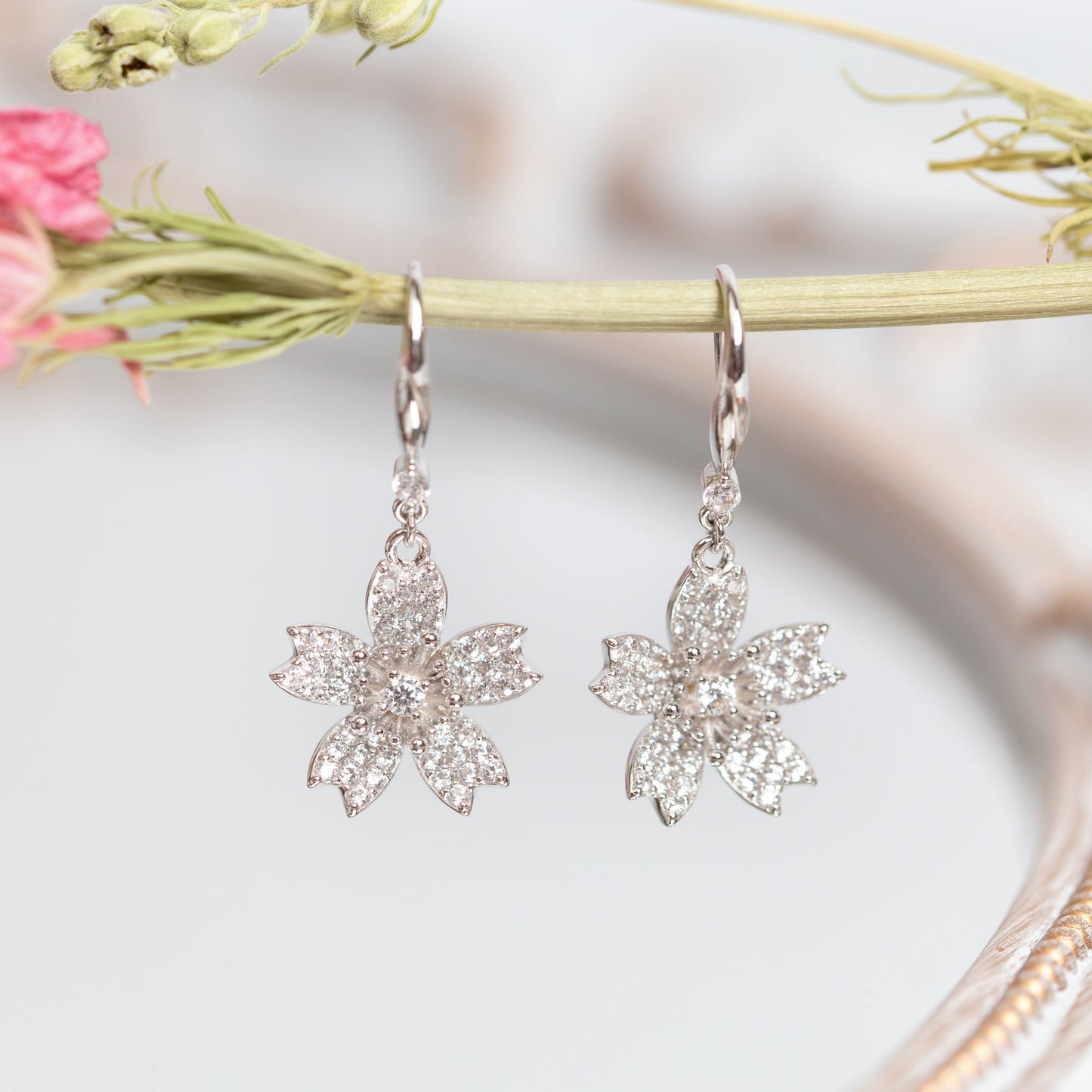 Flower Drop Earrings l Sterling Silver
