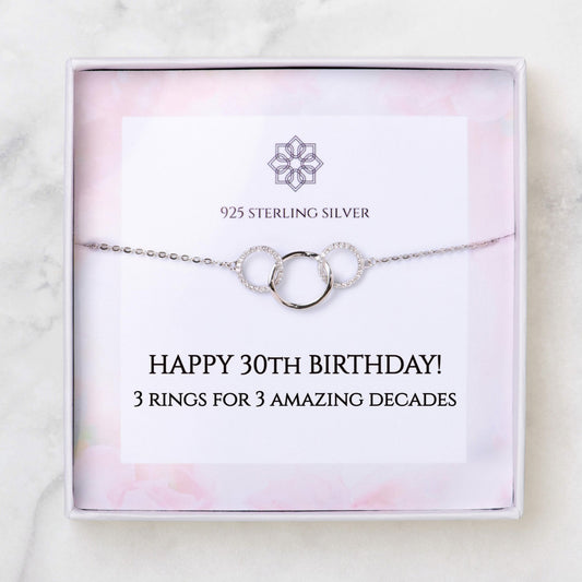 3 Rings 30th Birthday Necklace