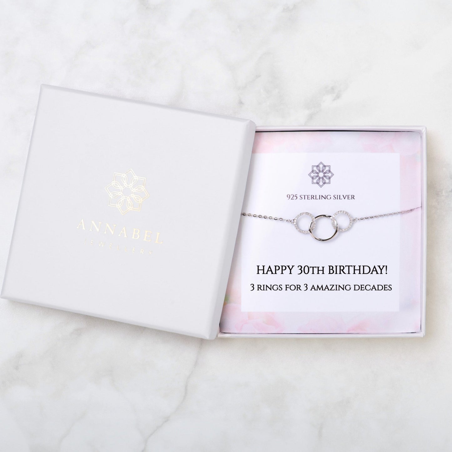 3 Rings 30th Birthday Necklace