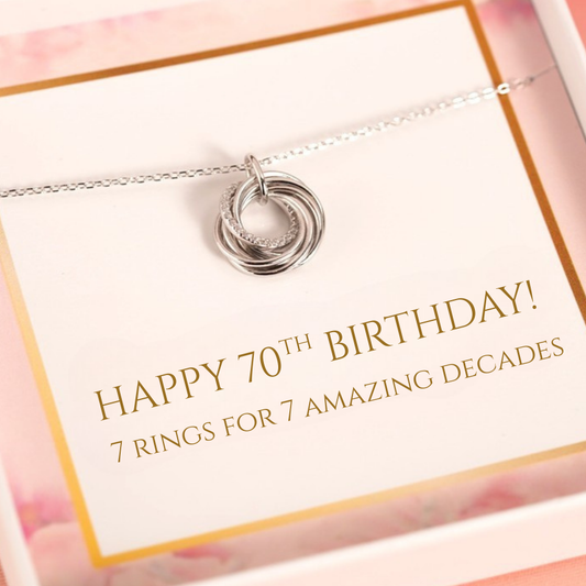 70th Birthday 7 Ring Necklace