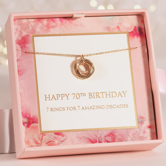 70th Birthday 7 Ring Necklace