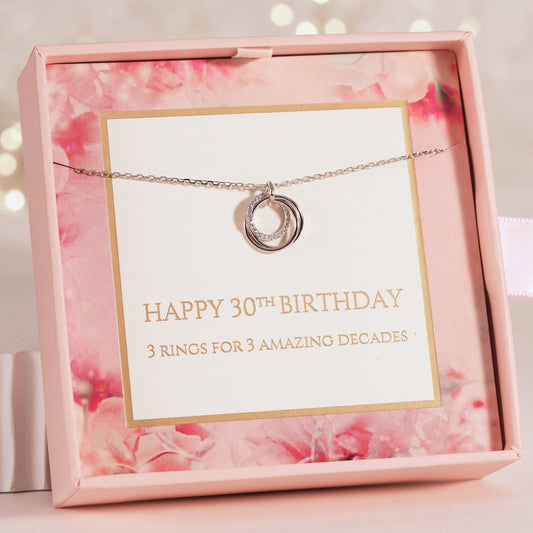 30th Birthday 3 Ring Necklace