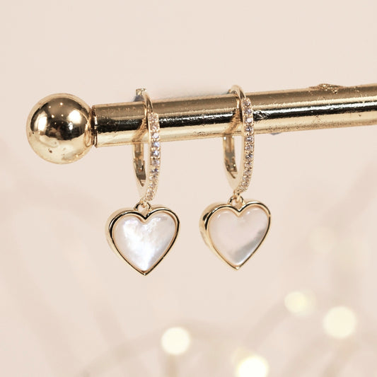 Heart Drop Earrings l White Quartz