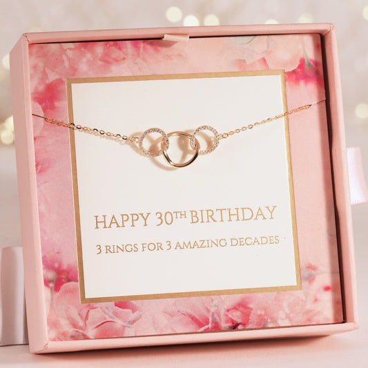 3 Rings 30th Birthday Necklace