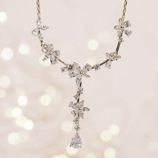 Diamanté Crystal Floral Necklace