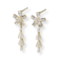 Dainty drop earrings with mixed metal-tone settings and stacked crystal drops