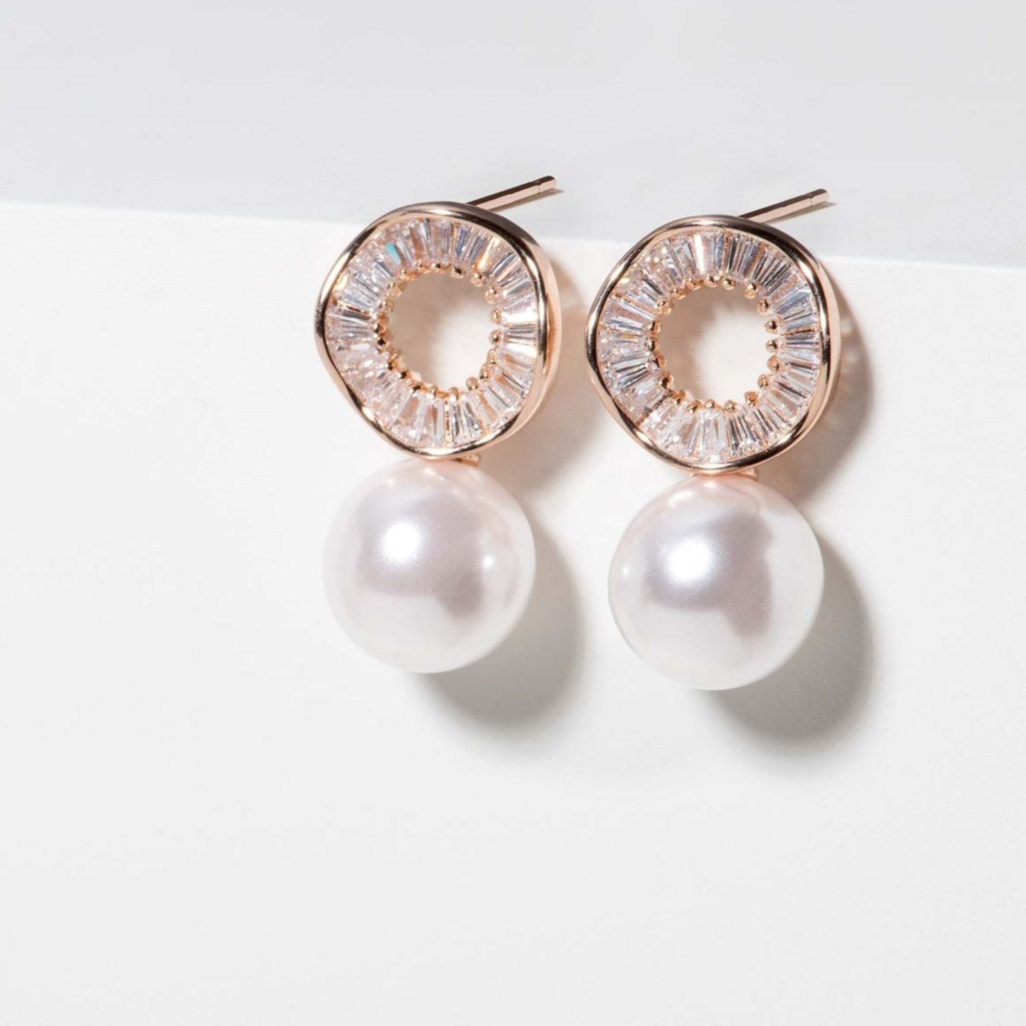 Rose Gold Vegan Pearl Earrings and Necklace Set