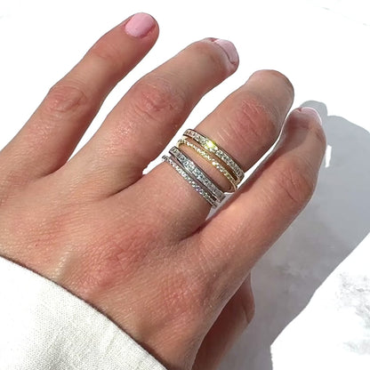 Sterling Silver Adjustable Ring l Silver & Gold