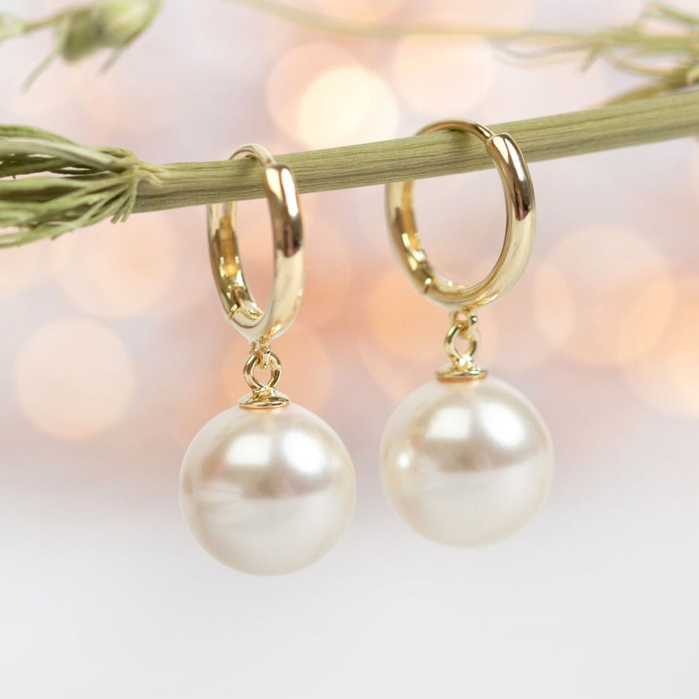 Pearl Huggie Hoop Earrings