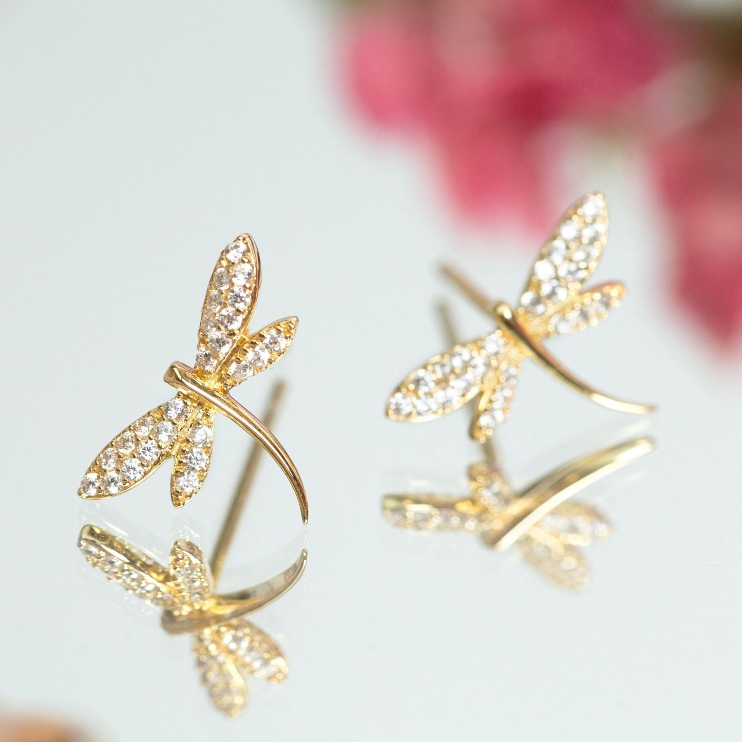 Dragonfly Earrings Gold
