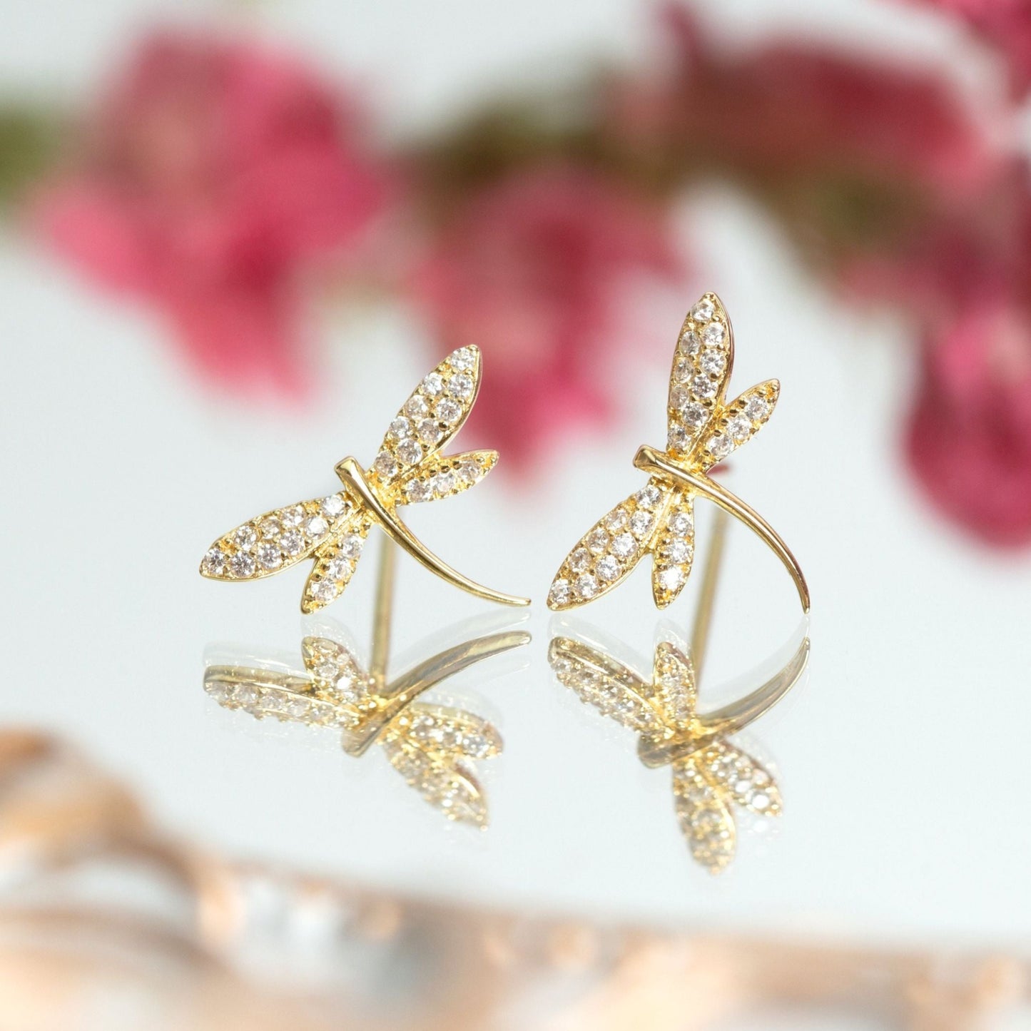 Dragonfly Earrings Gold