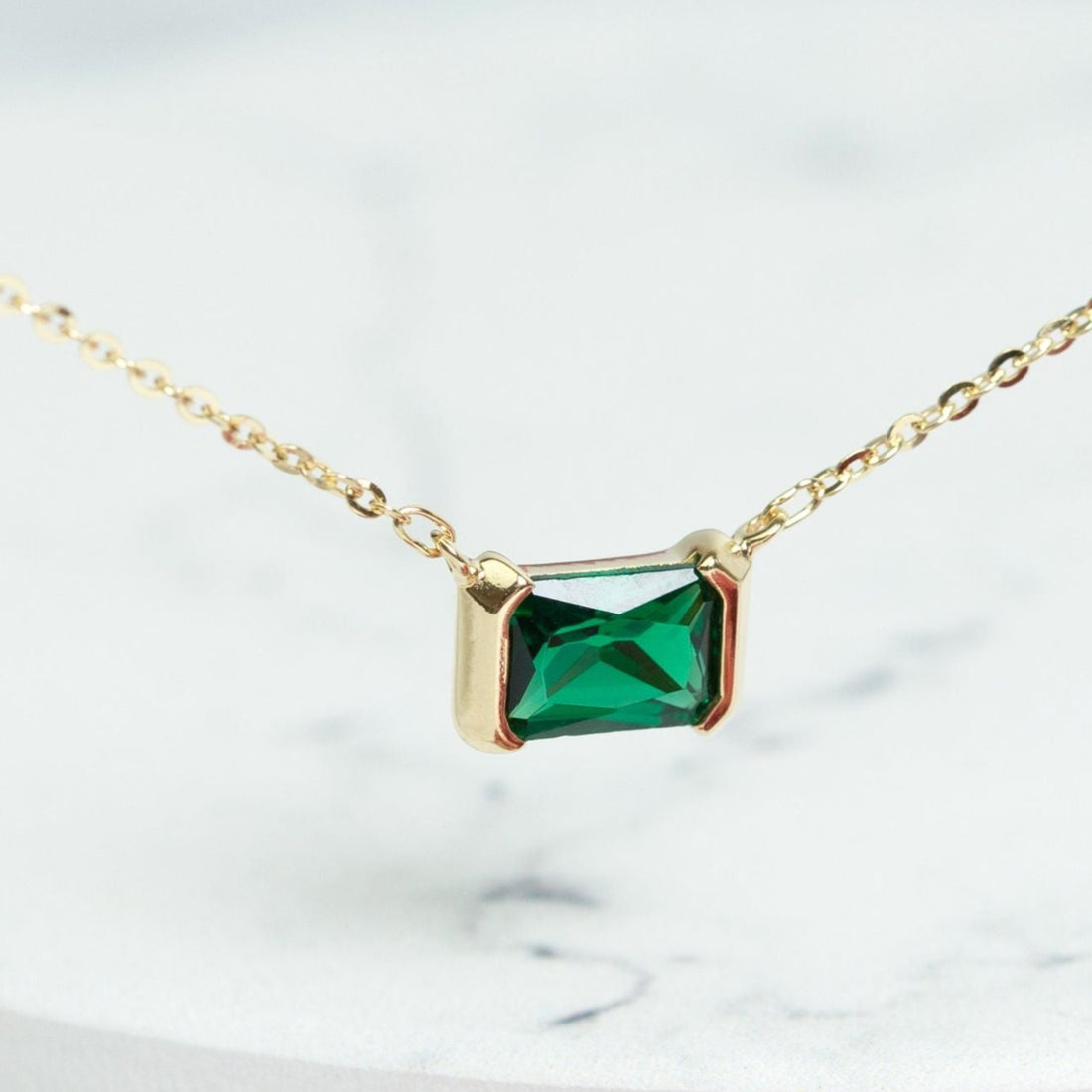 Emerald Baguette CZ Necklace