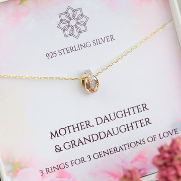 3 Rings for 3 Generations Knot Necklace