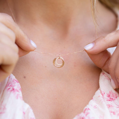 30th birthday necklace, gold chain with double hoop charm