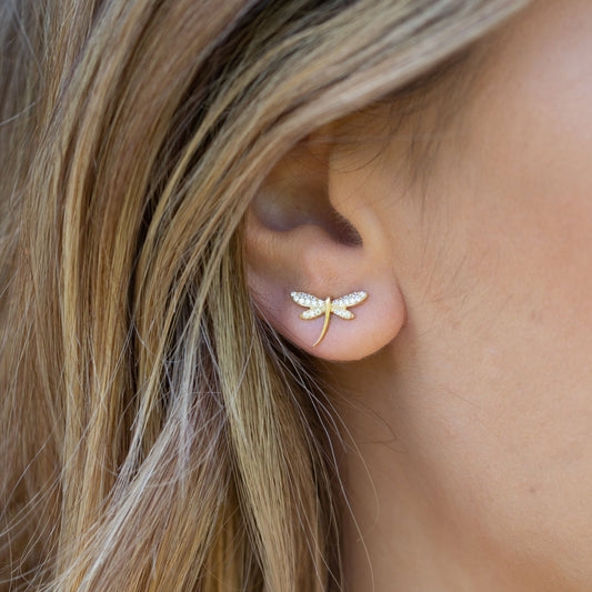 Dragonfly Earrings Gold
